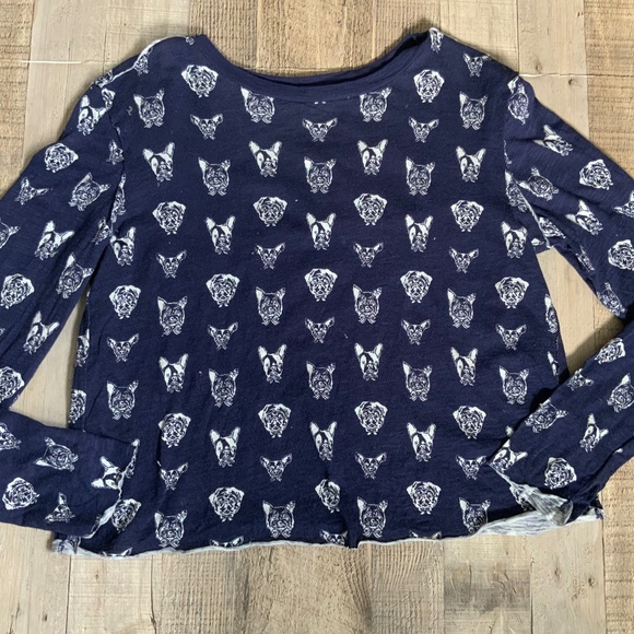 Anthropologie Maeve Caitlin Boxy Fit Dog Print Long Sleeved Cotton T Shirt SZ M - Picture 9 of 14